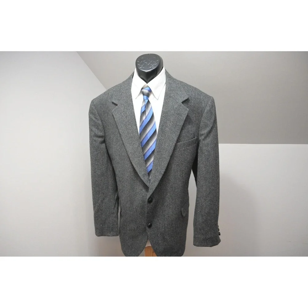 American Trend Tweed Blazer Mens 50L Gray Herringbone 2 BTN‎ Sport Coat EUC